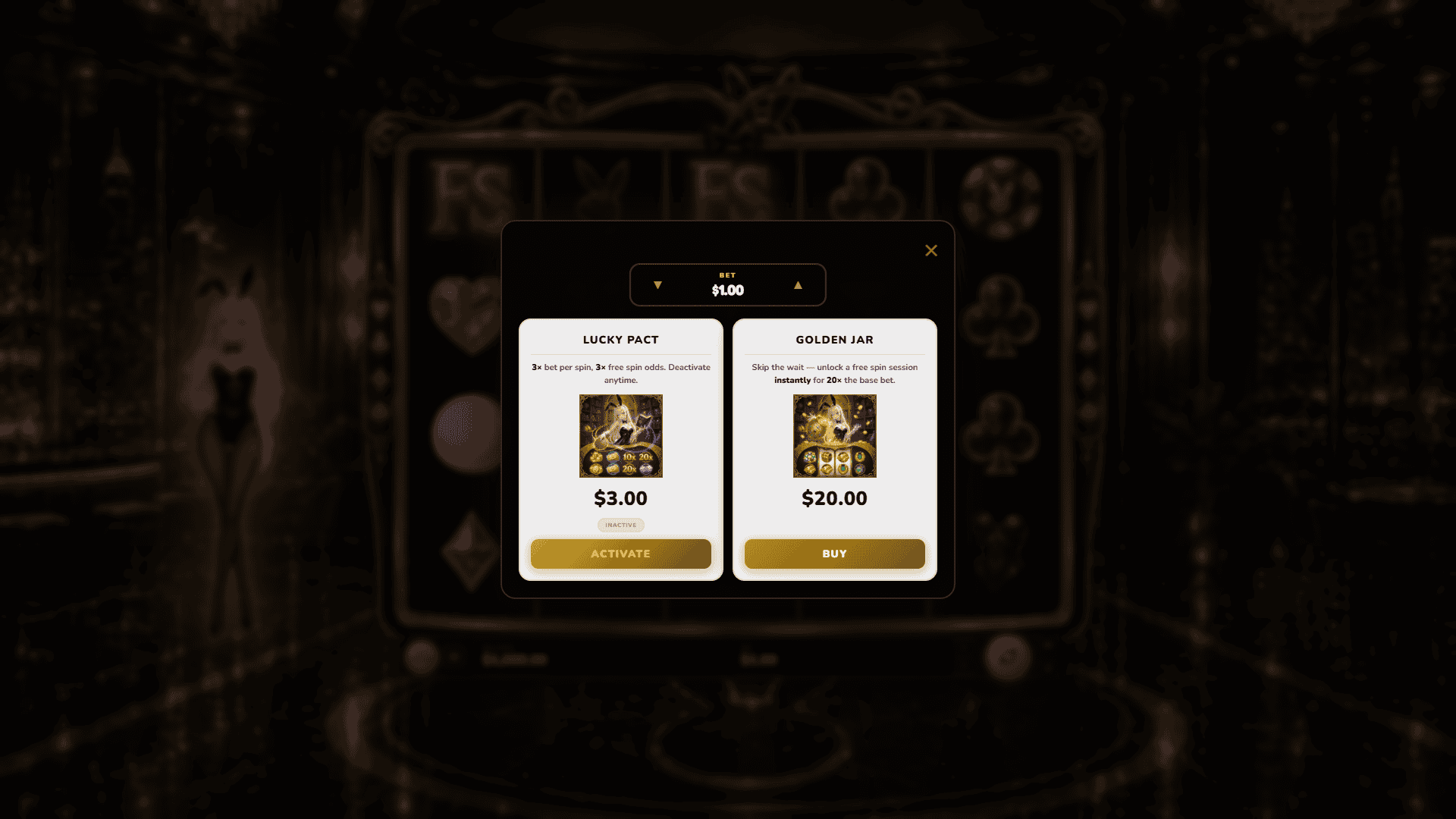 Noir Bunny bonus buy menu