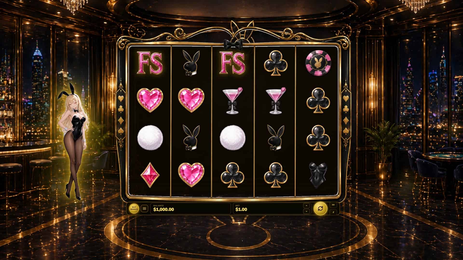 Noir Bunny slot gameplay reels
