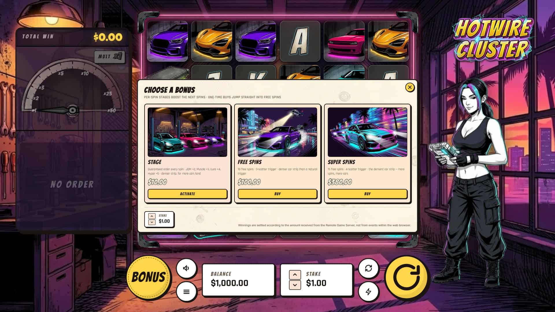 Hotwire Cluster bonus buy menu