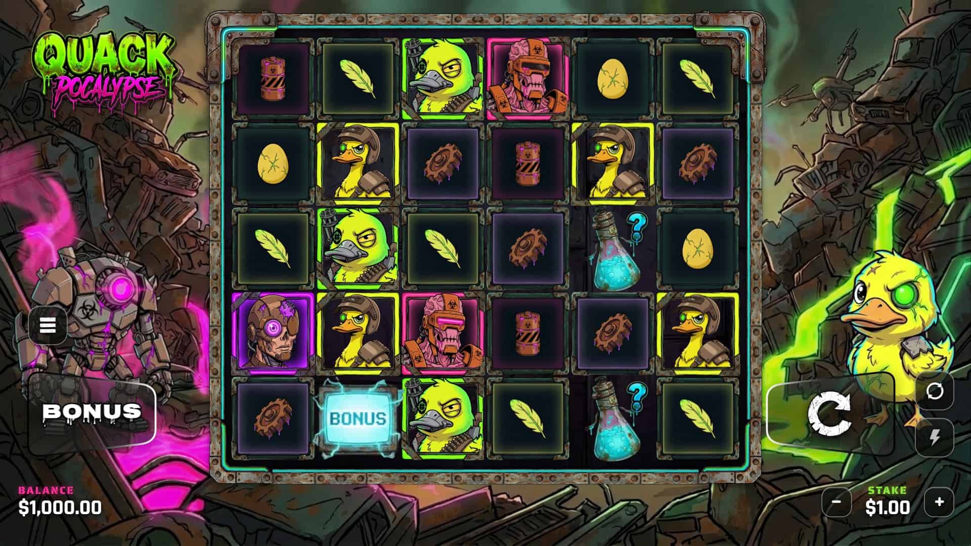 Quackpocalypse slot gameplay reels
