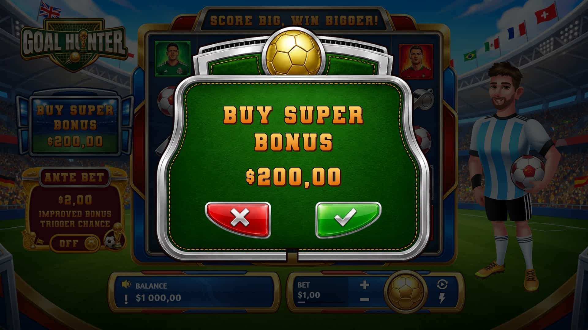 Goal Hunter bonus buy menu