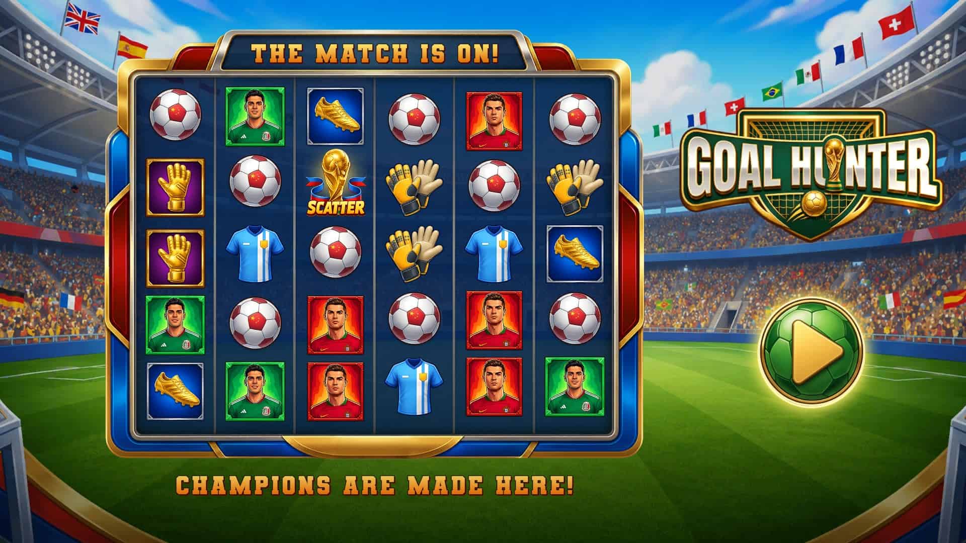 Goal Hunter slot gameplay reels