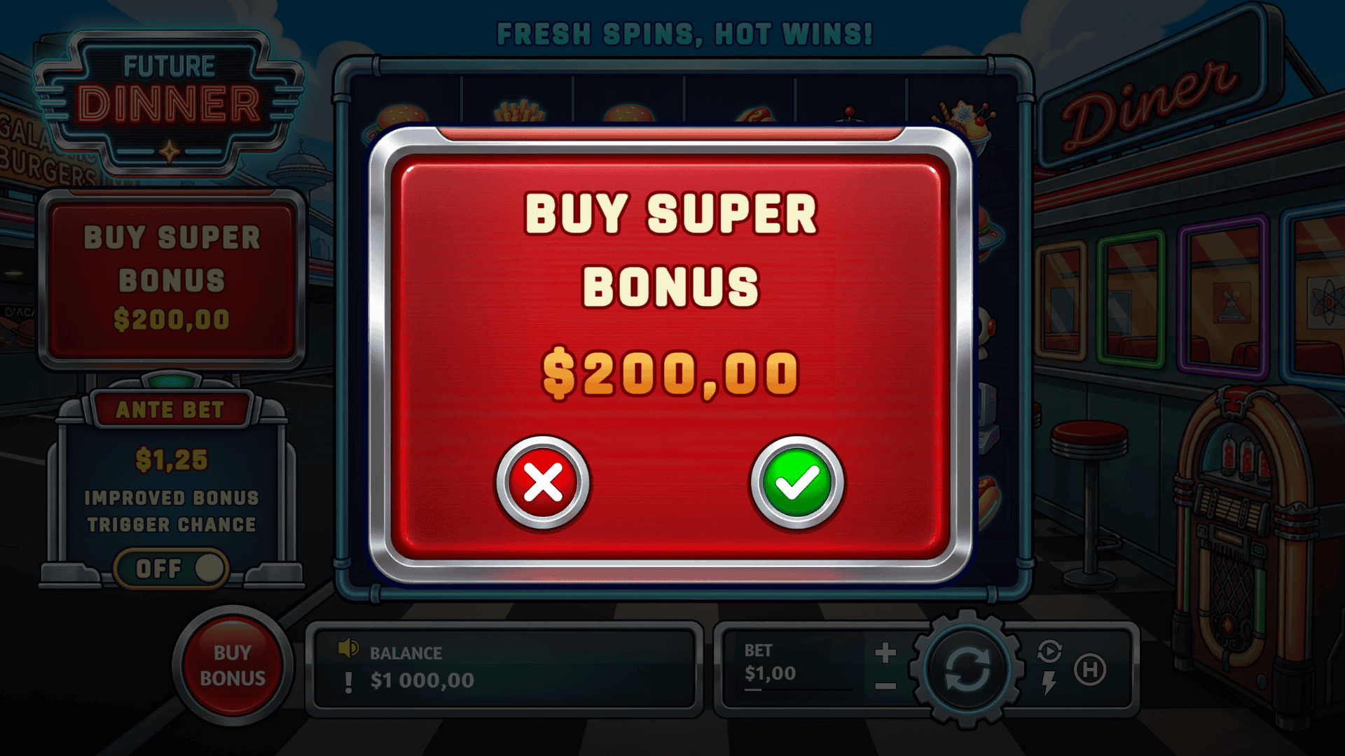 Future Dinner bonus buy menu