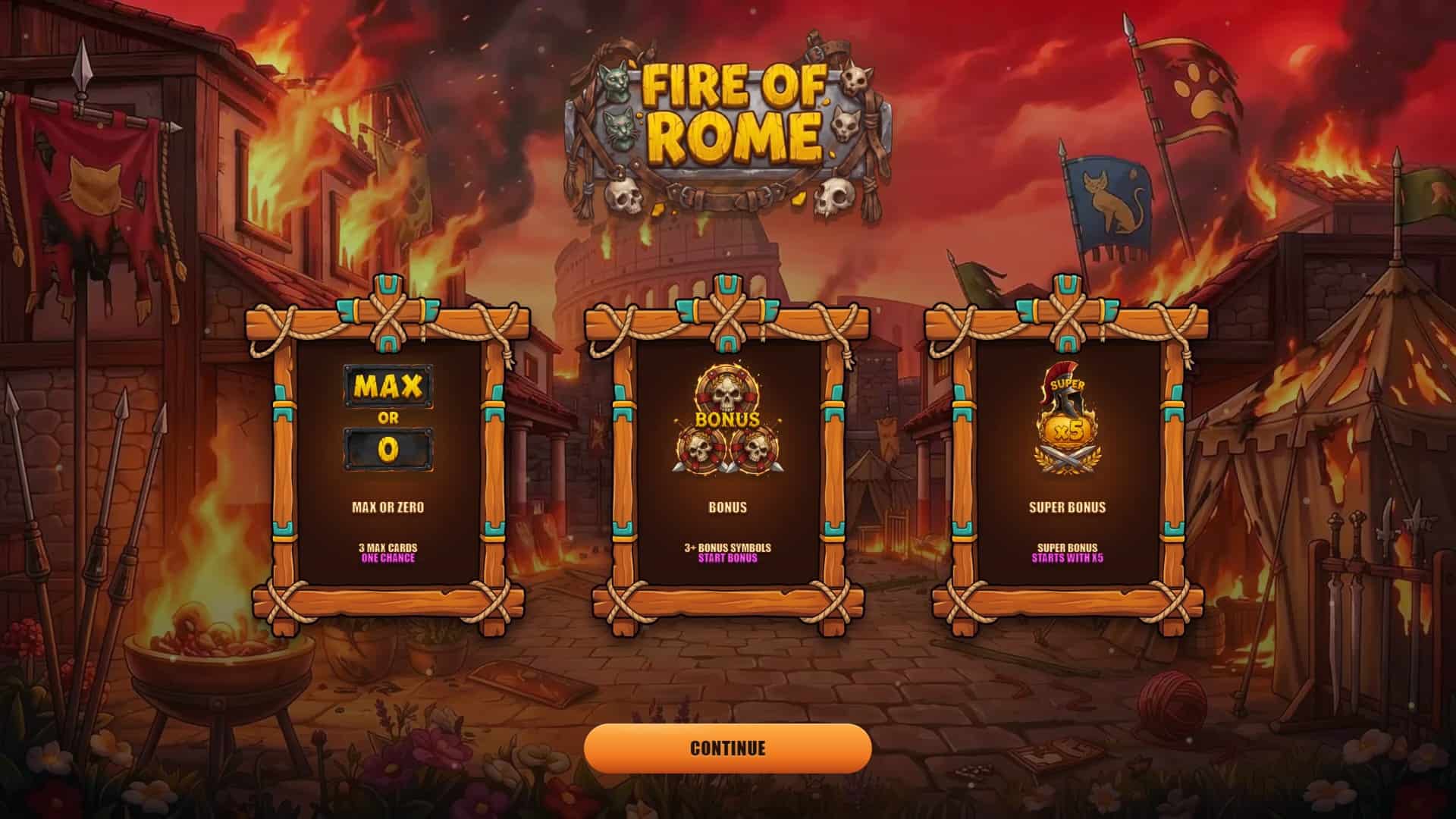 Fire of Rome slot intro screen