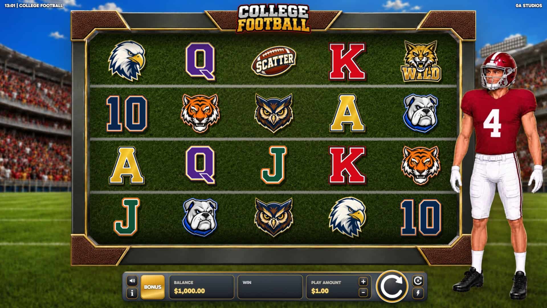 College Football slot gameplay reels