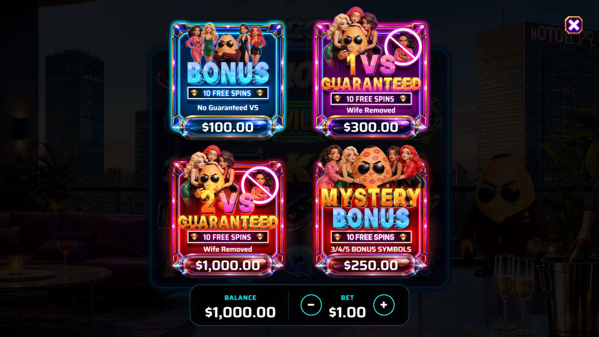 MR. Egg City bonus buy menu