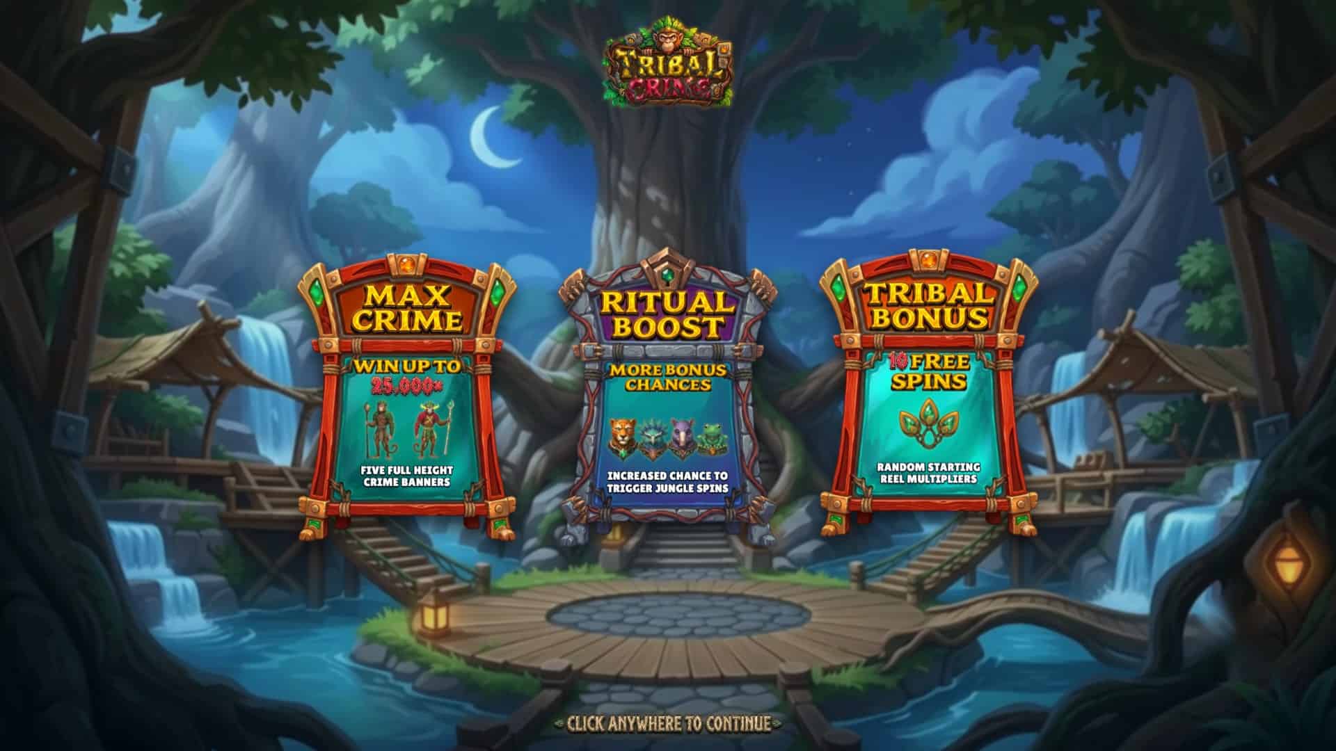 Tribal Crime slot intro screen