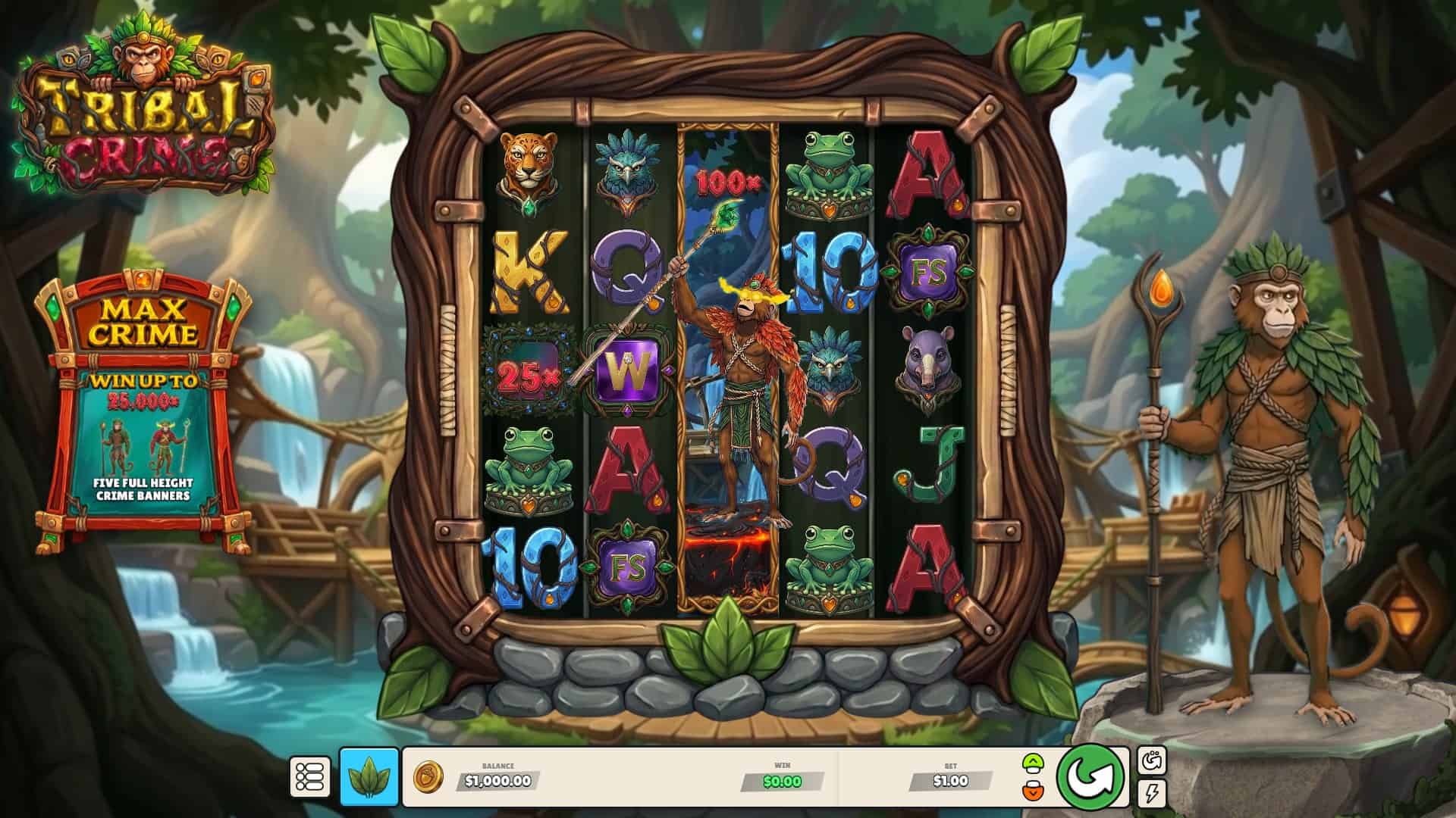 Tribal Crime slot gameplay reels