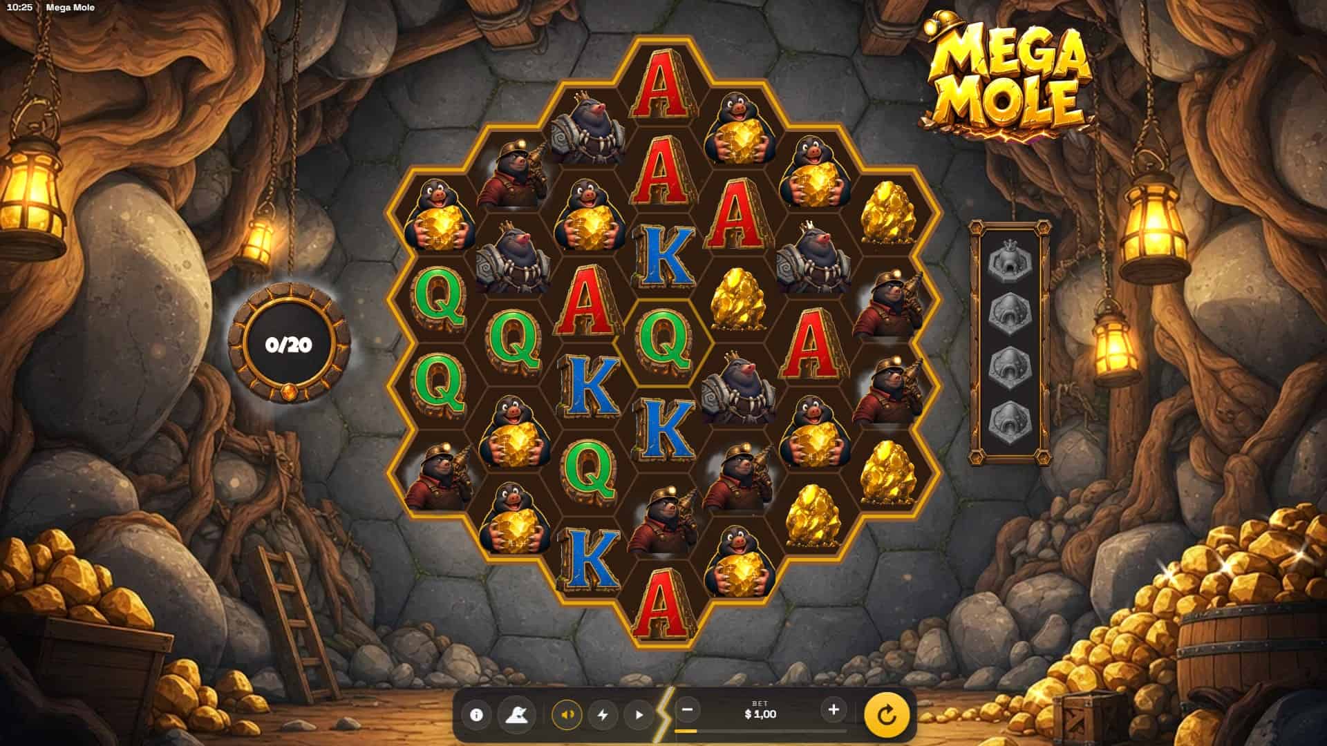 Mega Mole slot gameplay reels