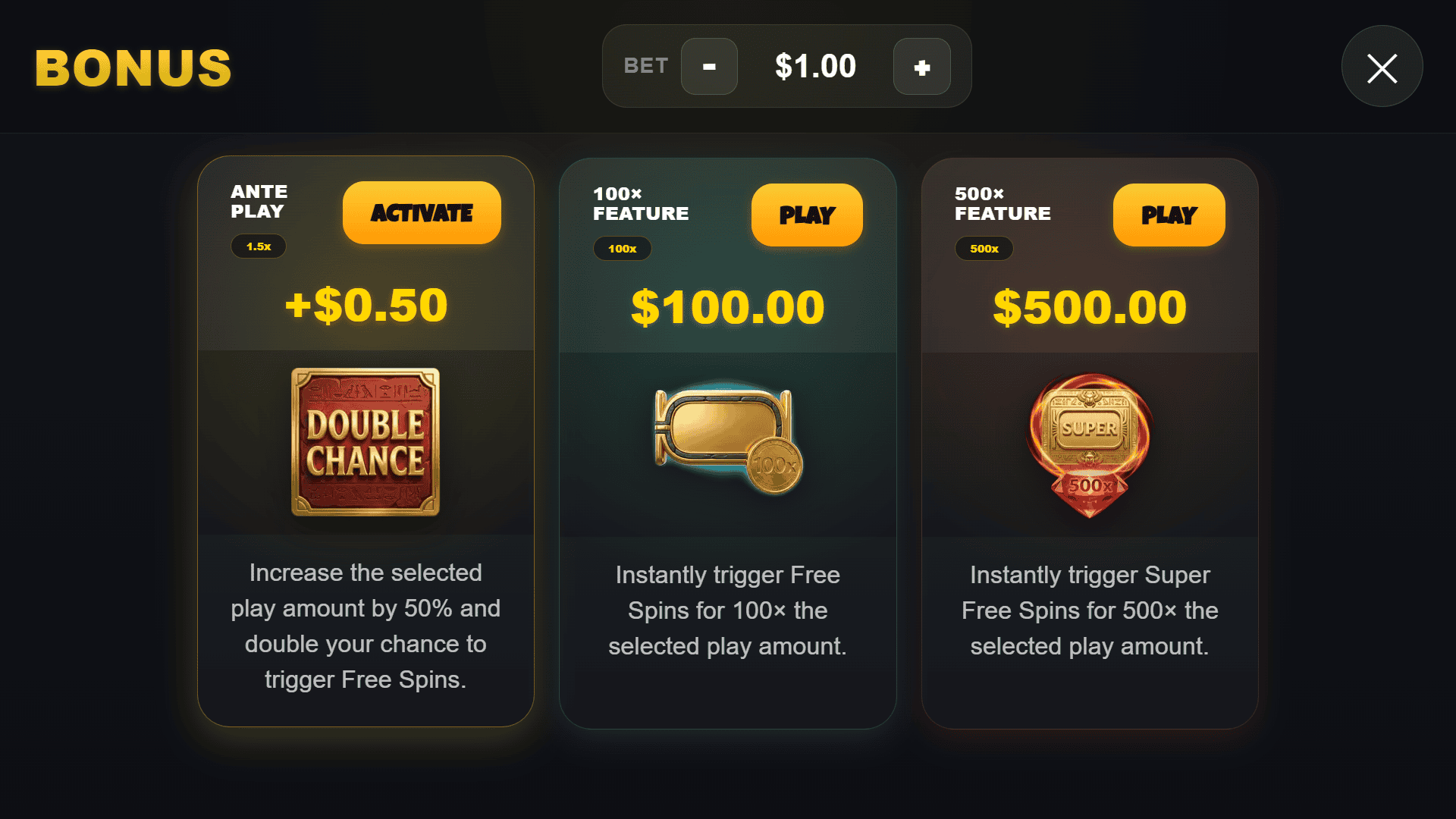 Anubis Puppy bonus buy menu