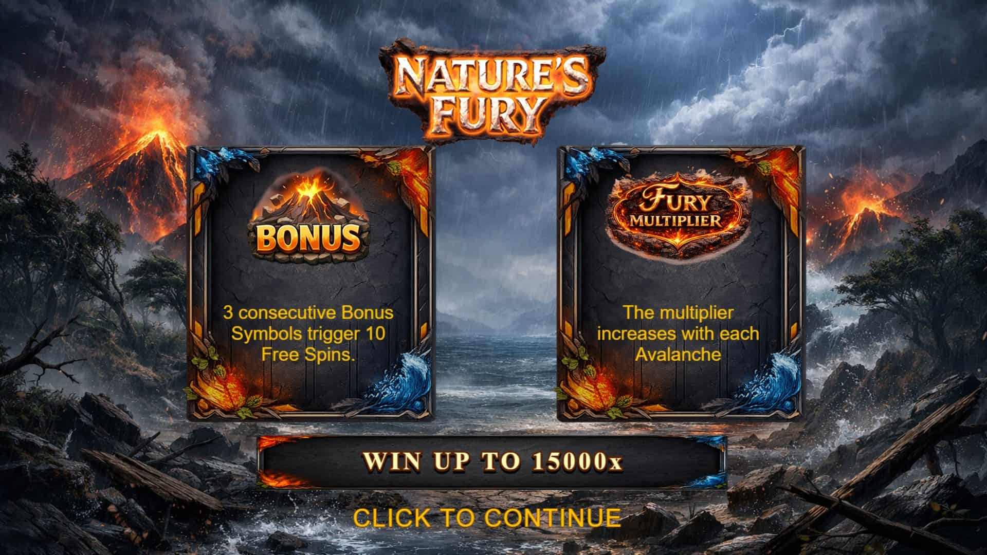 Natures Fury slot intro screen