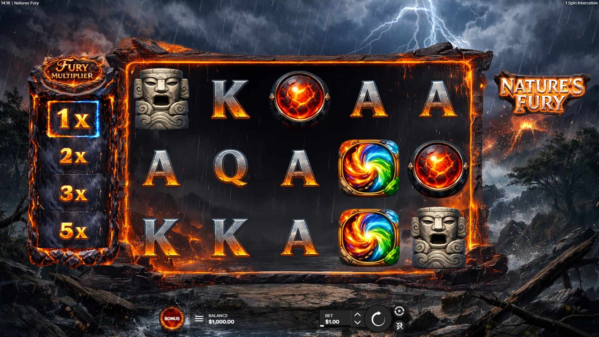 Natures Fury slot gameplay reels