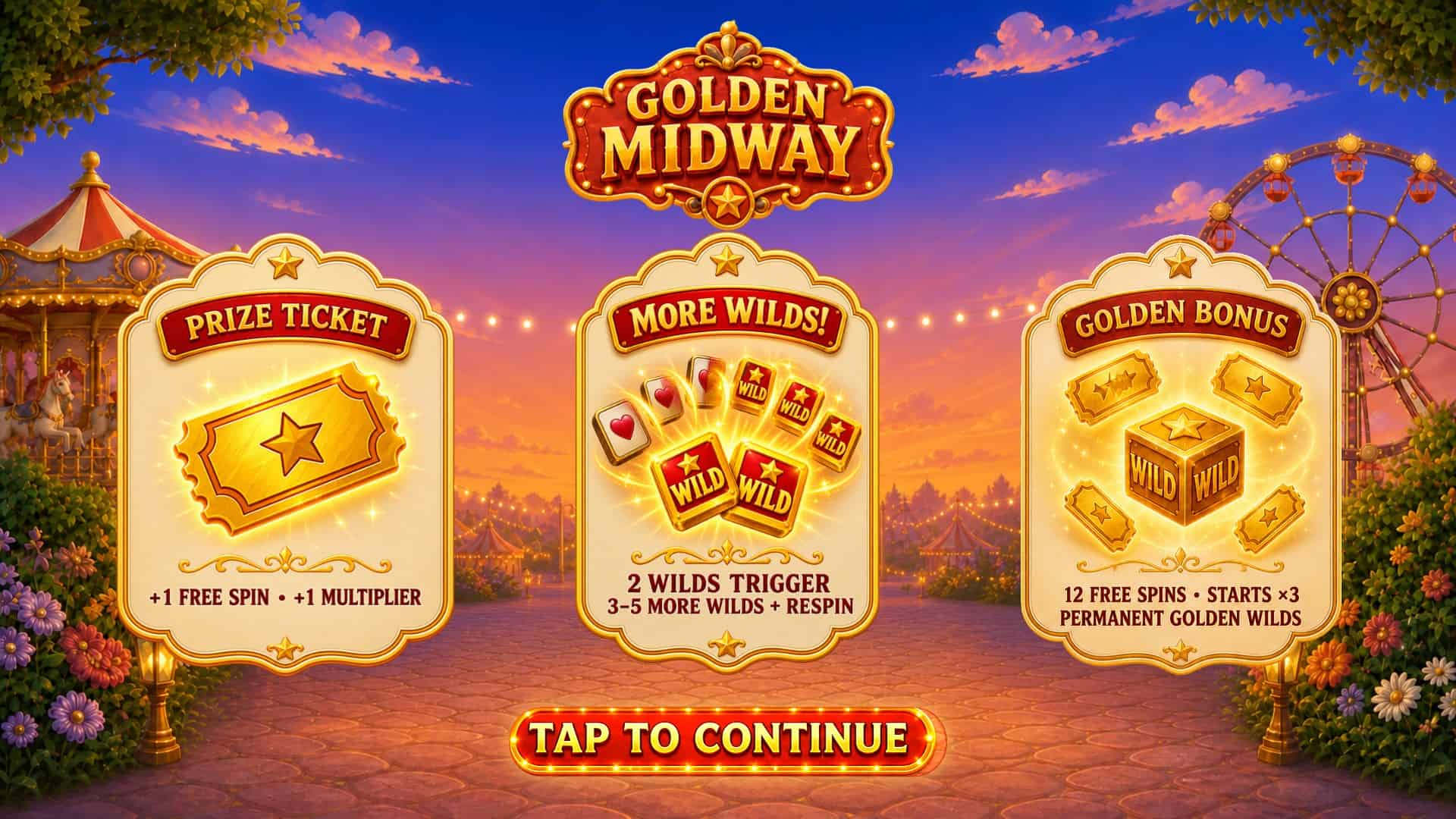The Golden Midway slot intro screen
