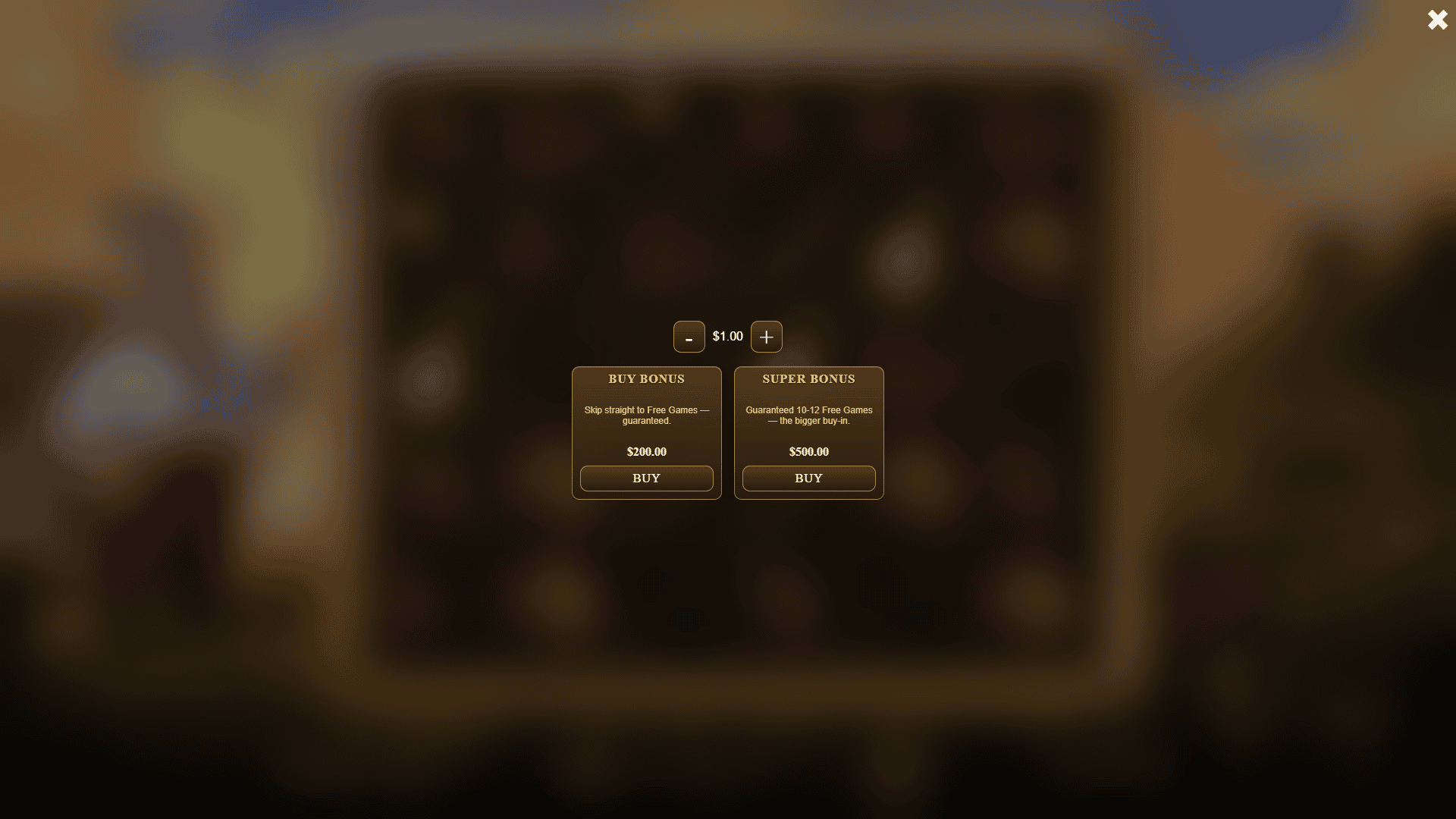 Kozak bonus buy menu