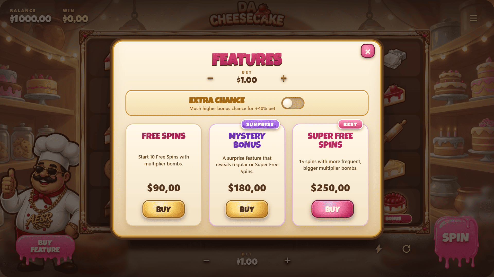 Da Cheesecake bonus buy menu
