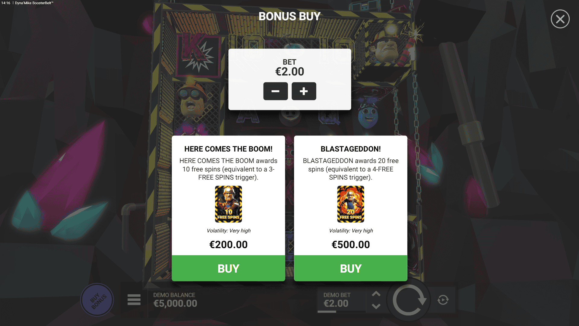 Dyna&rsquo;Mike BoosterBelt bonus buy menu