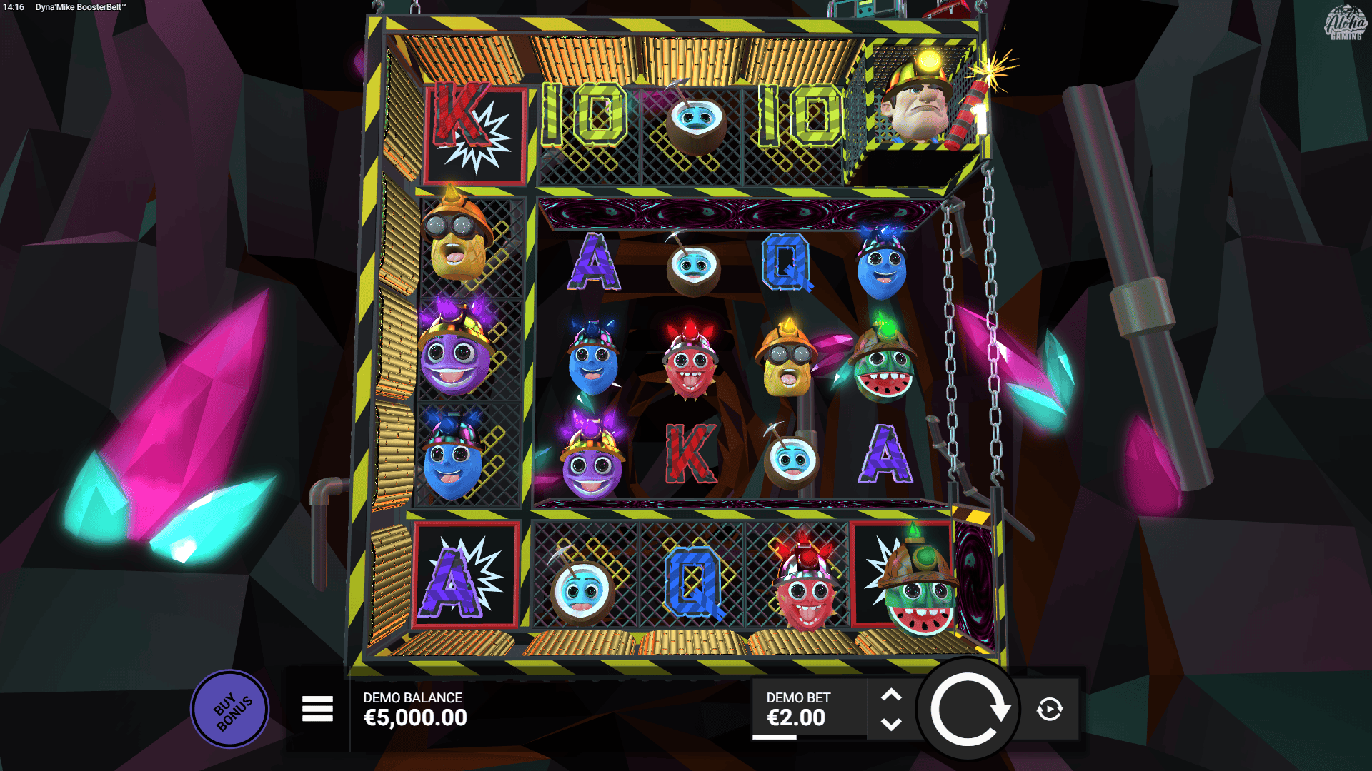 Dyna&rsquo;Mike BoosterBelt slot gameplay reels