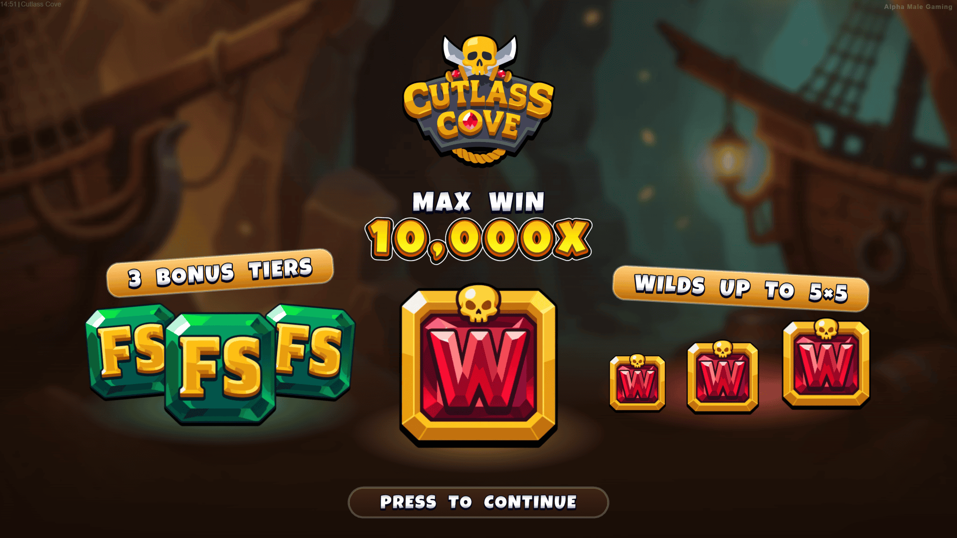 Cutlass Cove slot intro screen