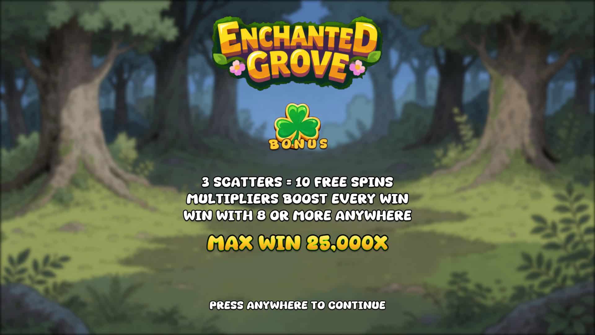 Enchanted Grove slot intro screen