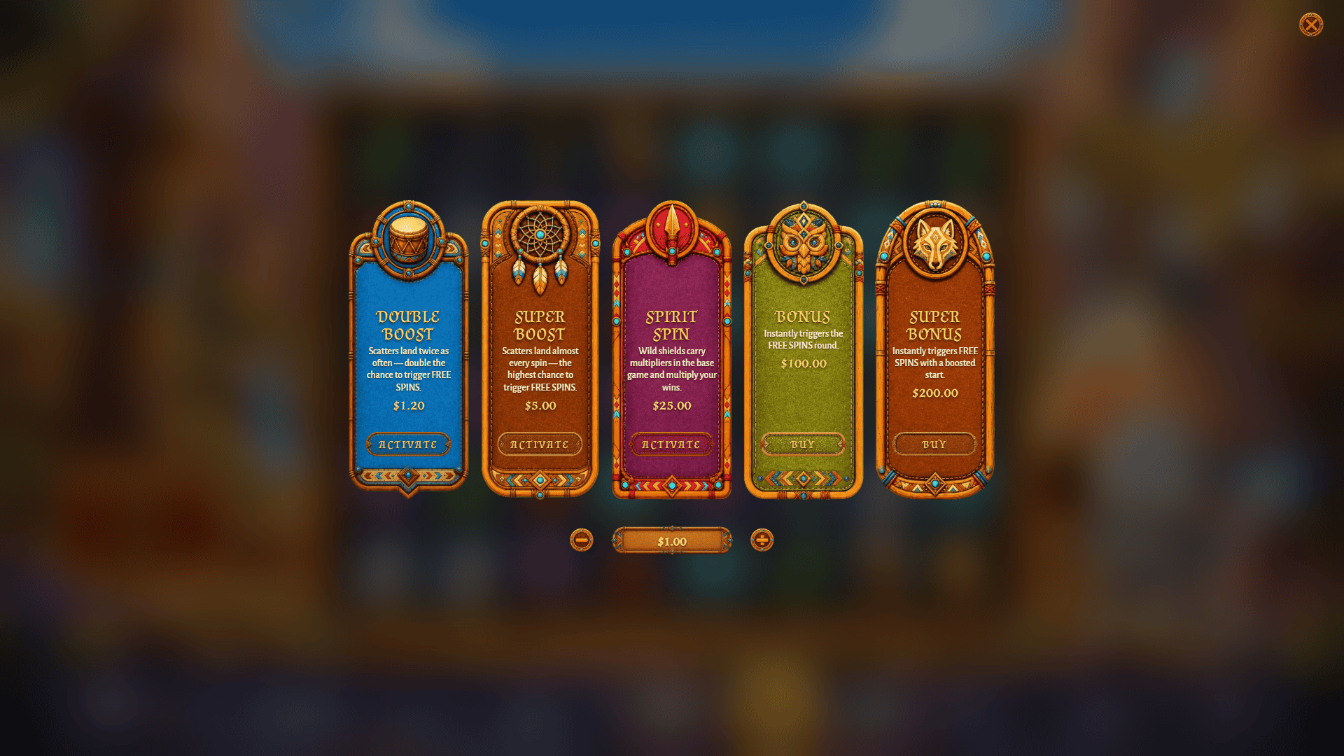 Spirit Wolf Fortune bonus buy menu