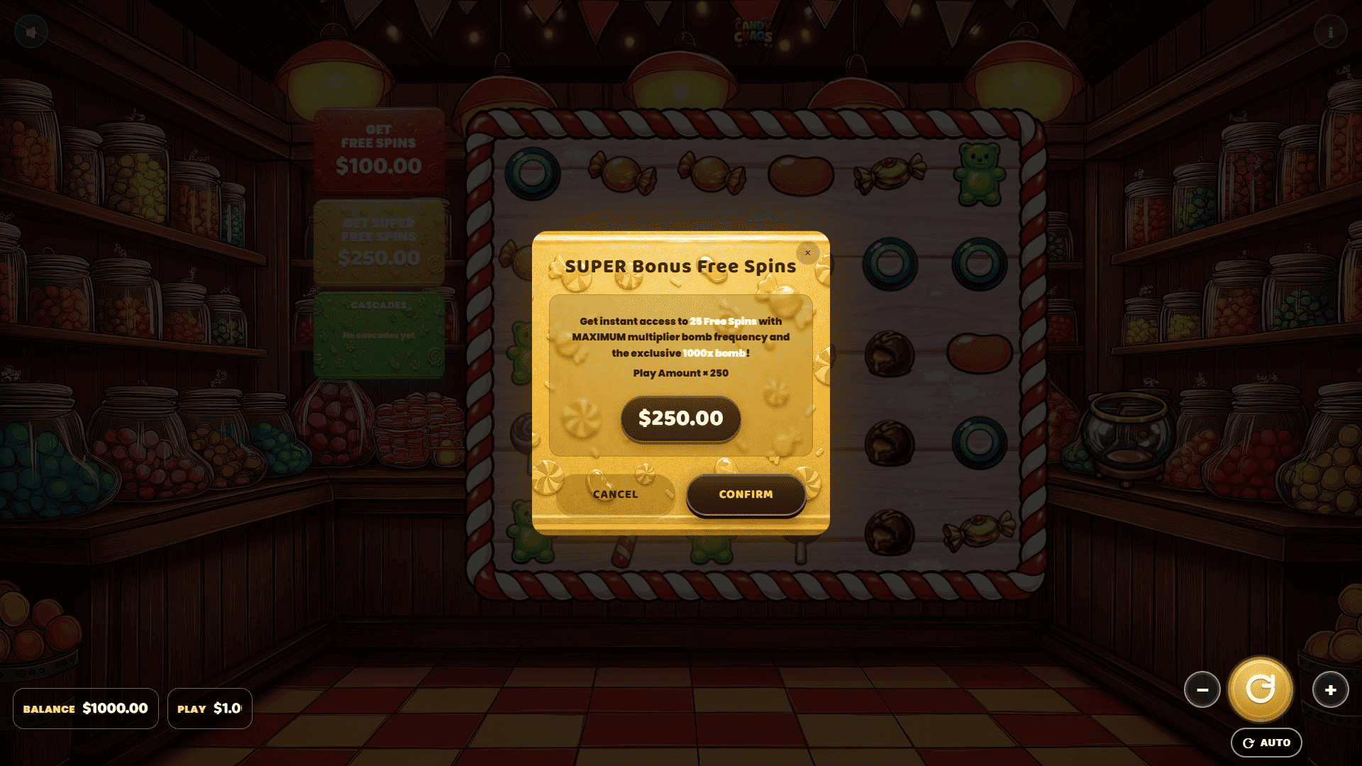 Candy Chaos bonus buy menu