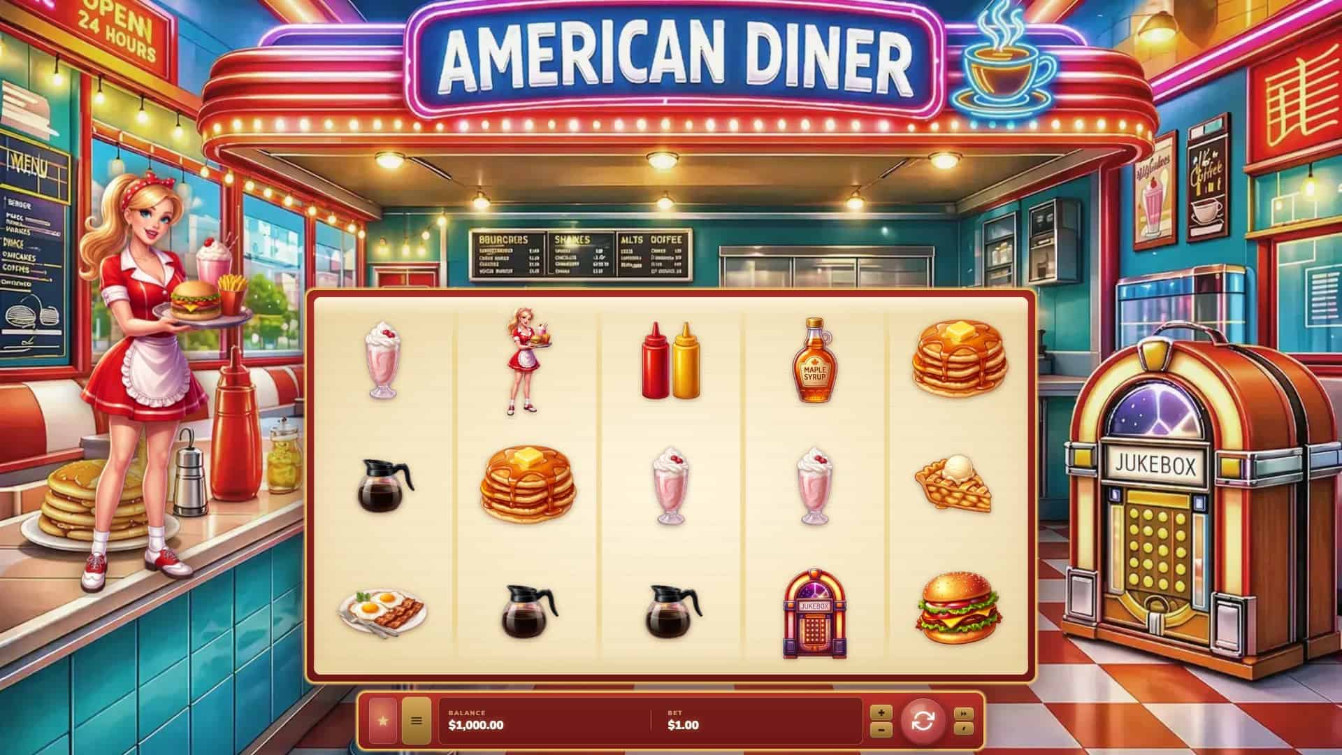 American Diner slot gameplay reels