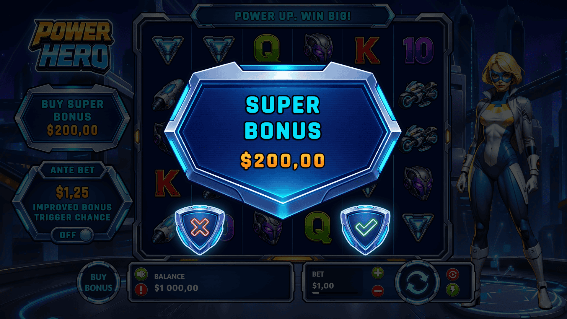 Power Hero bonus buy menu