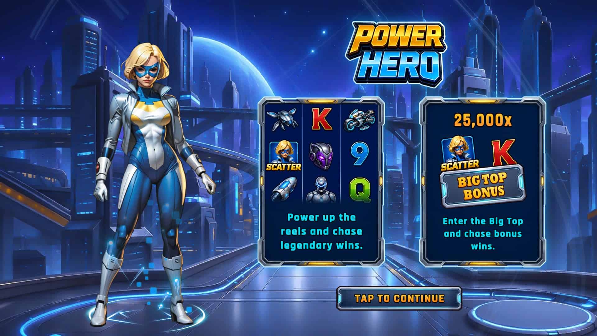 Power Hero slot intro screen