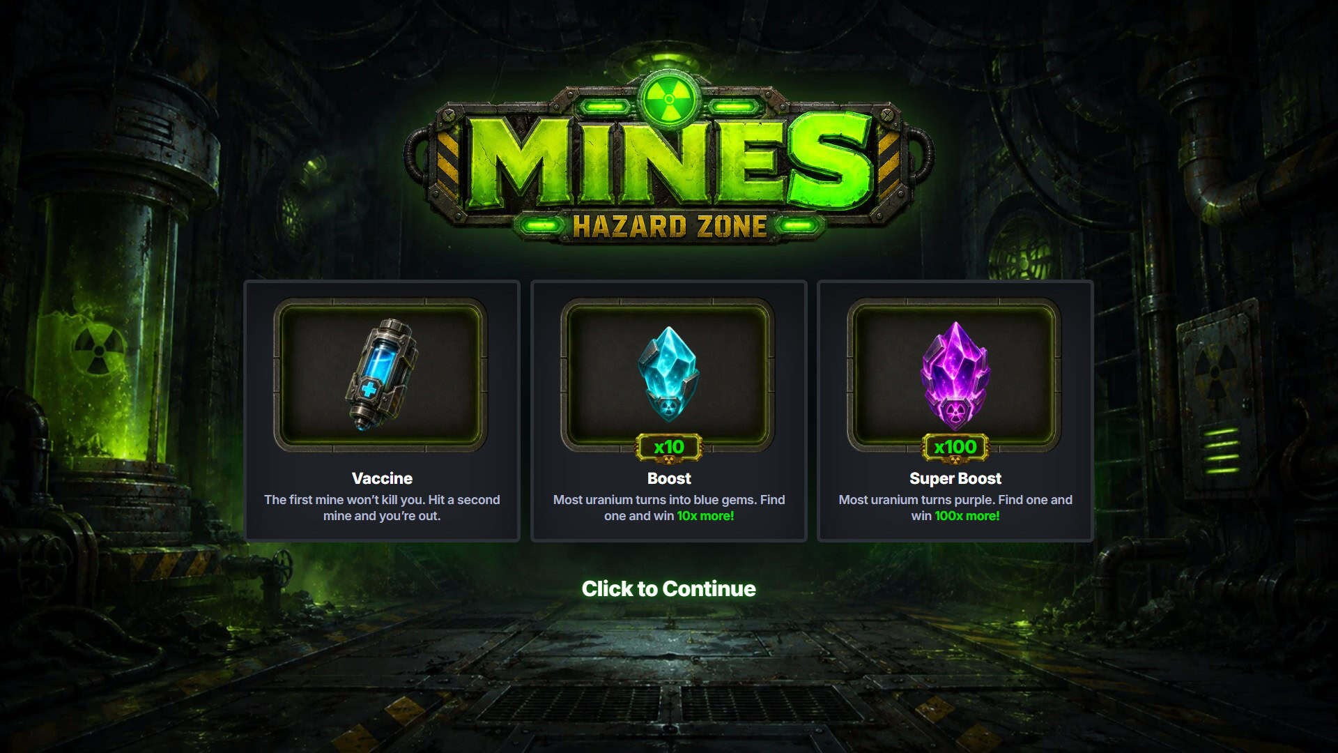 Mines Hazard Zone slot intro screen
