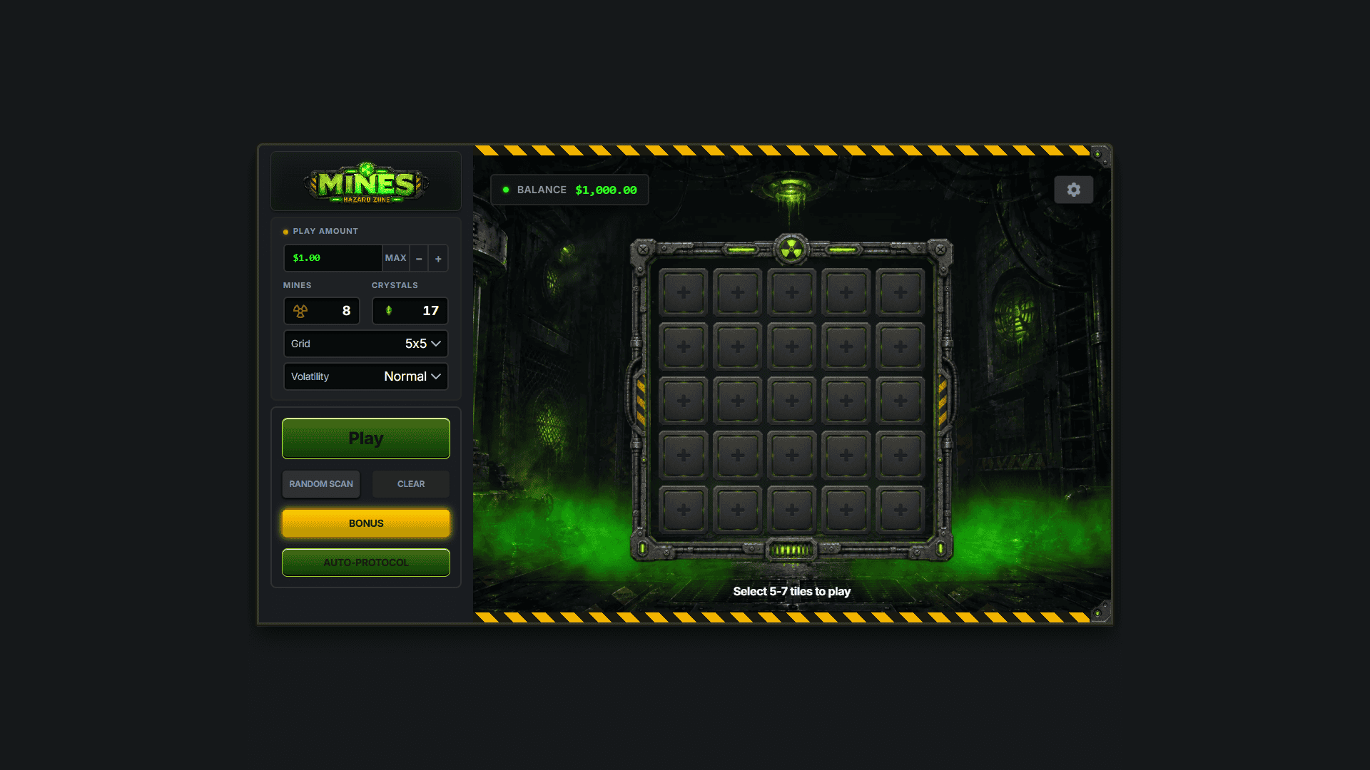 Mines Hazard Zone slot gameplay reels