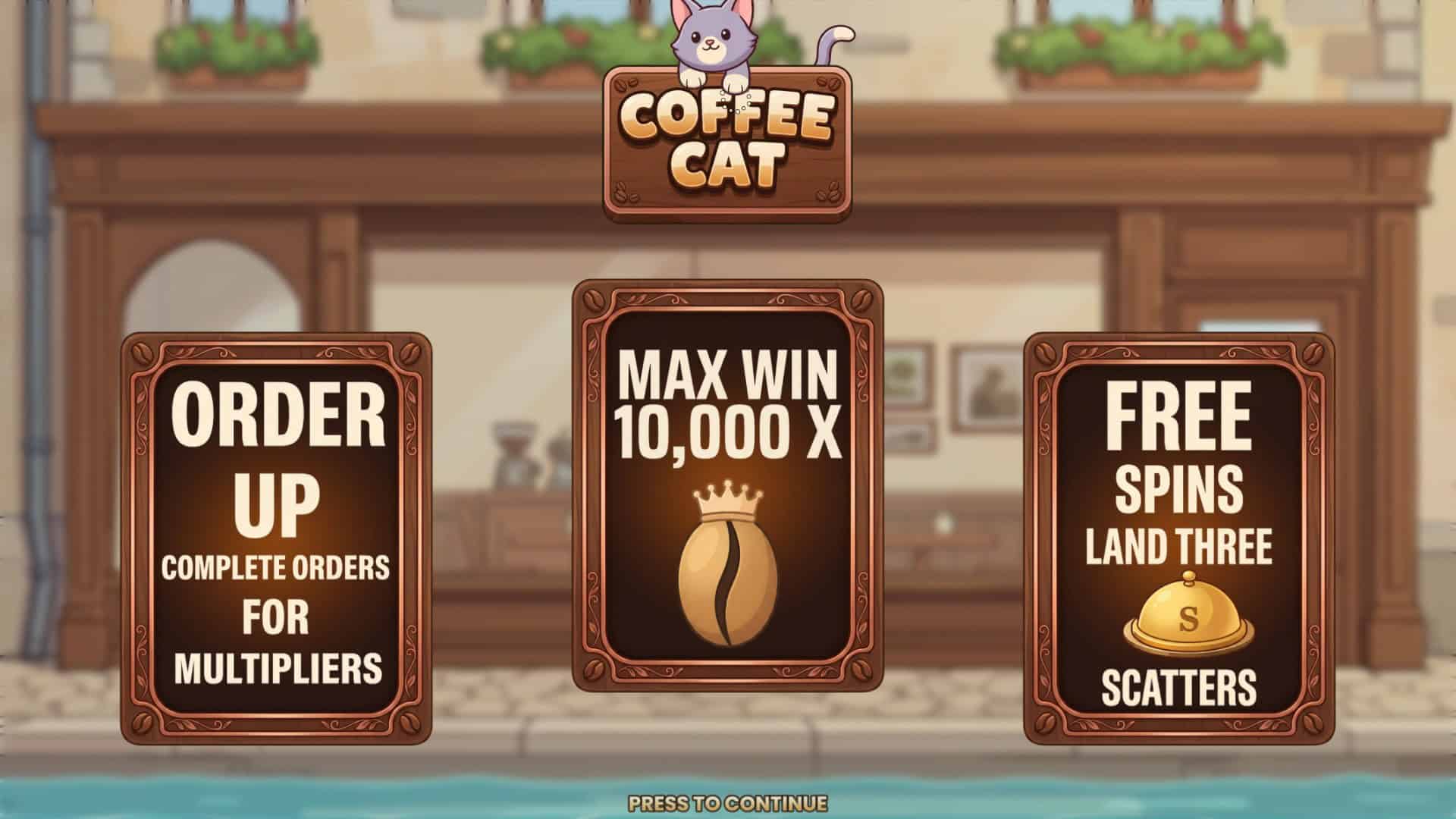 Coffee Cat slot intro screen