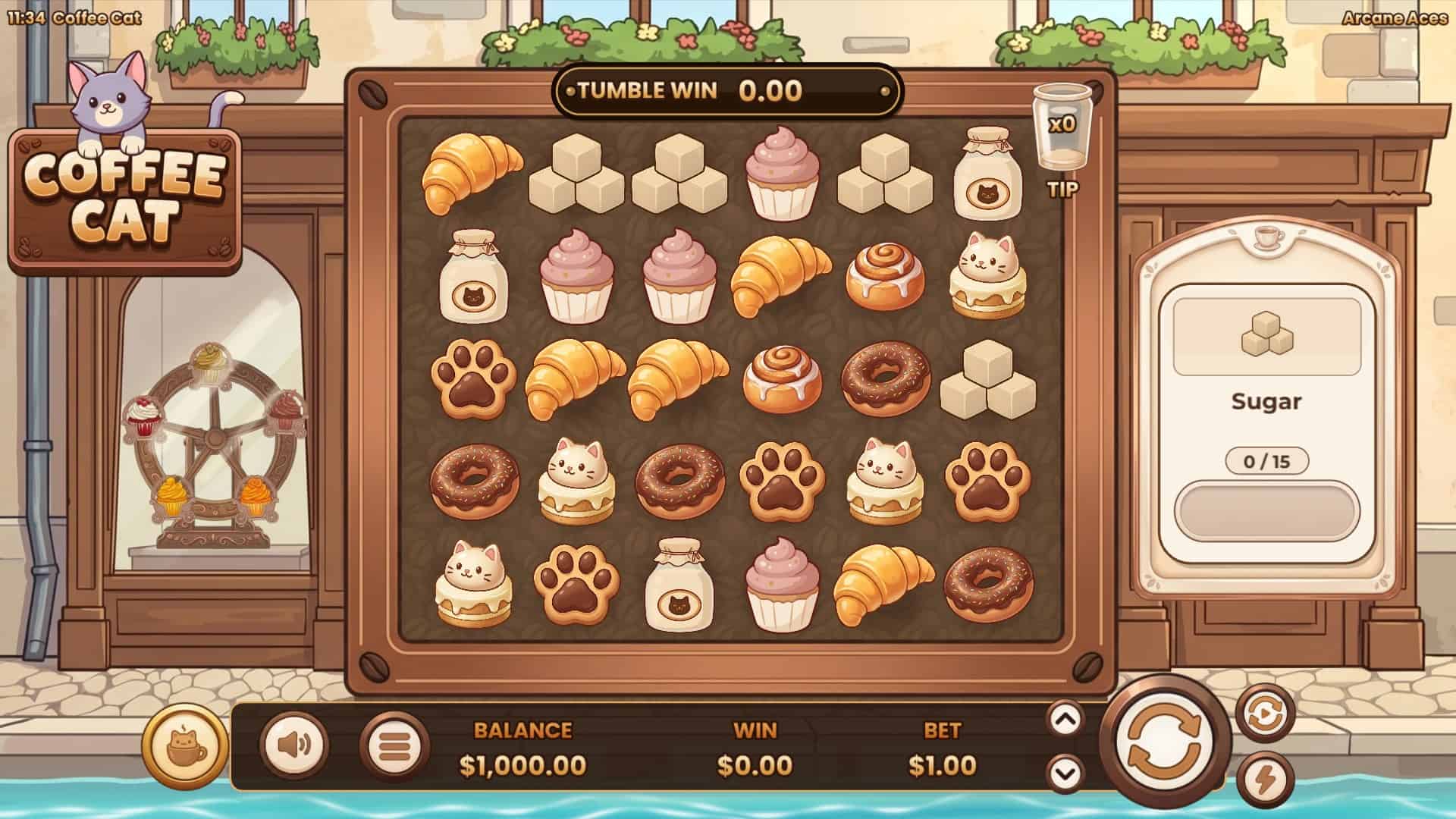 Coffee Cat slot gameplay reels