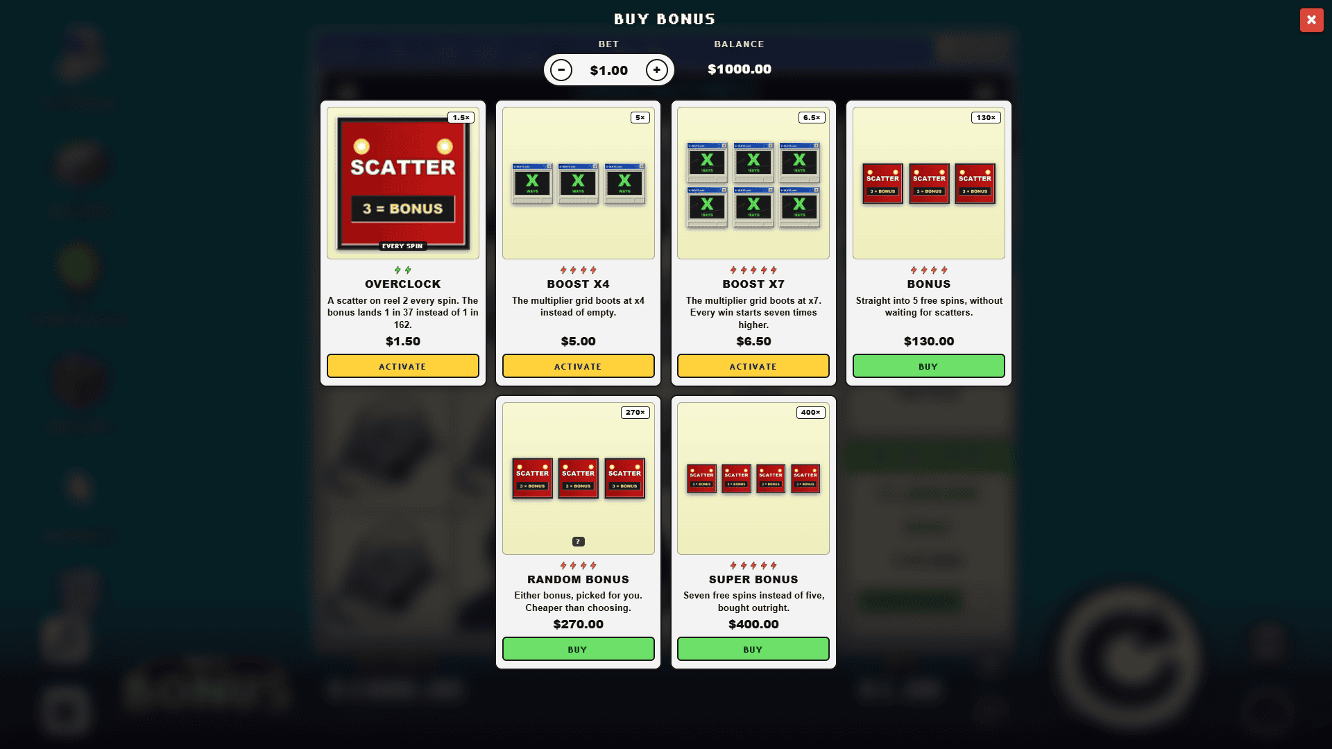 SCAM.EXE bonus buy menu