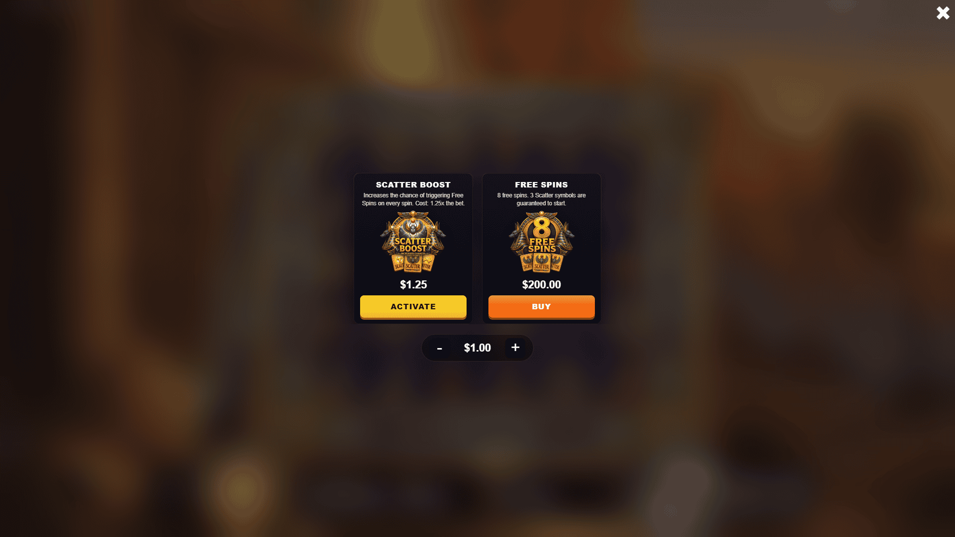 Shadow of Anubis bonus buy menu