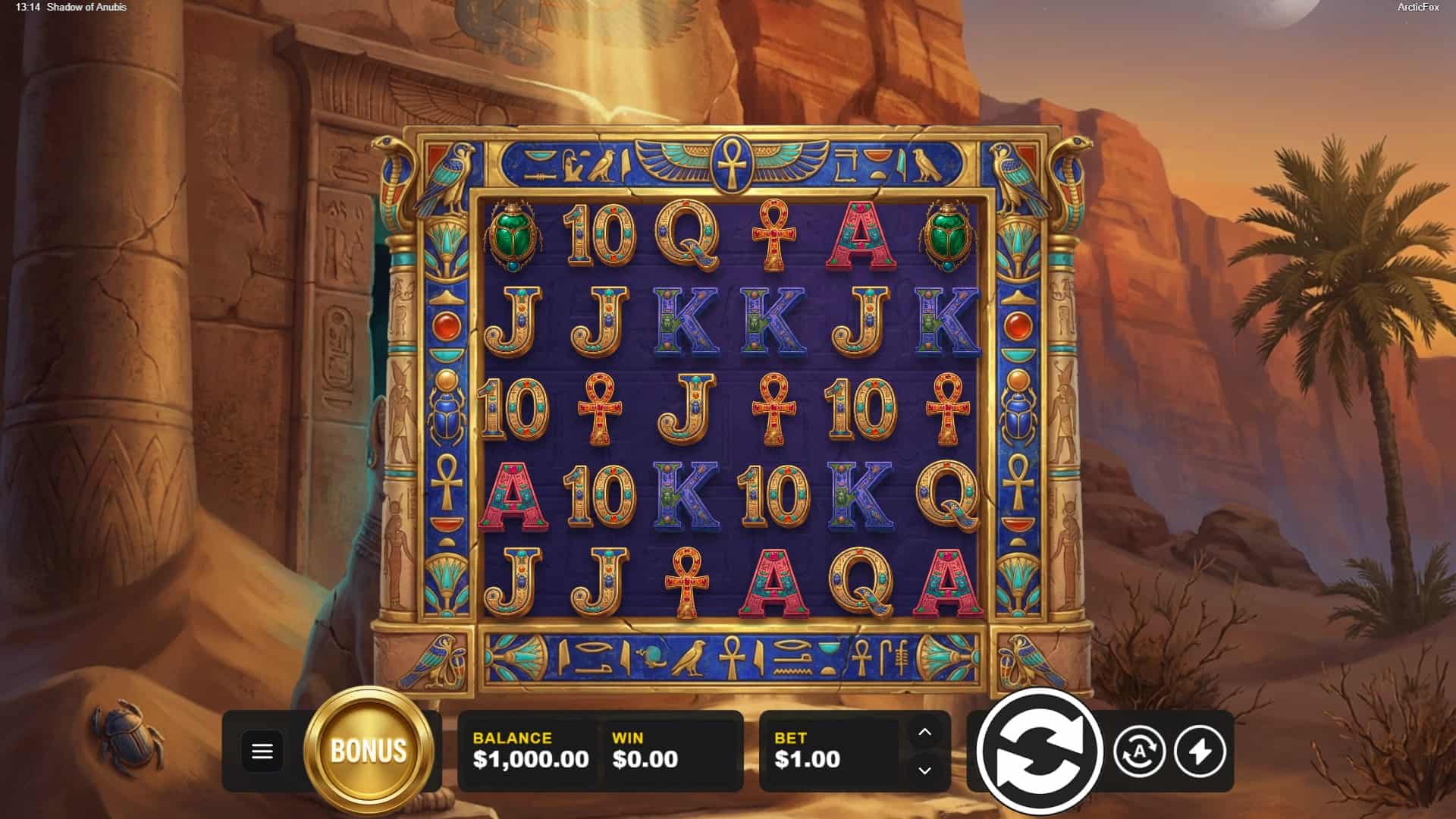 Shadow of Anubis slot gameplay reels