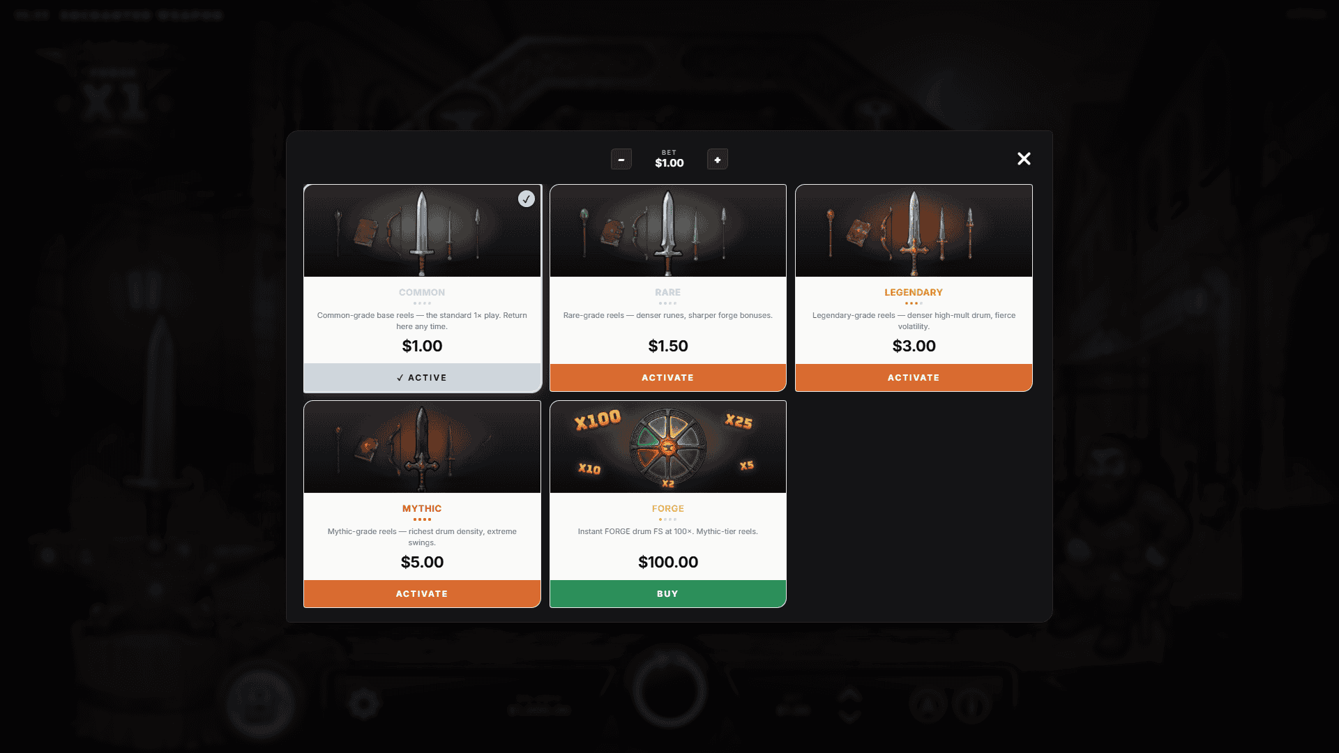 Enchanted Weapon bonus buy menu