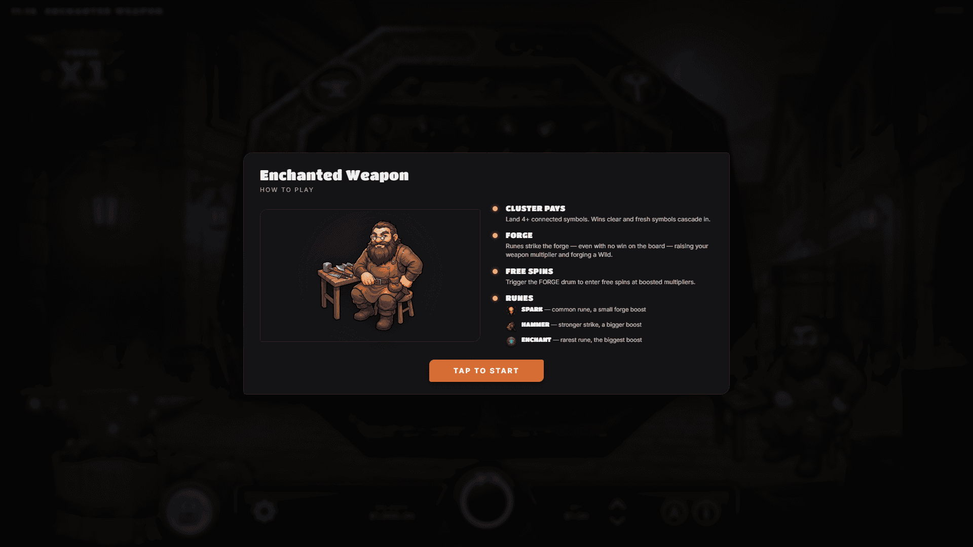 Enchanted Weapon slot intro screen