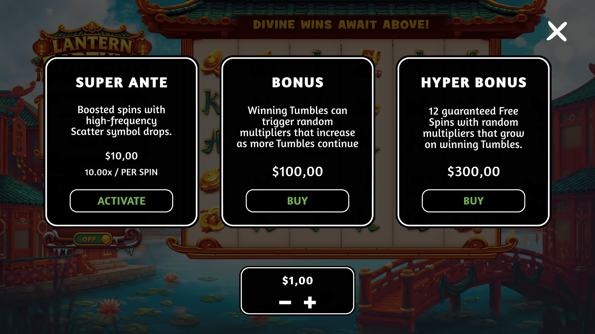Lantern Fortune bonus buy menu