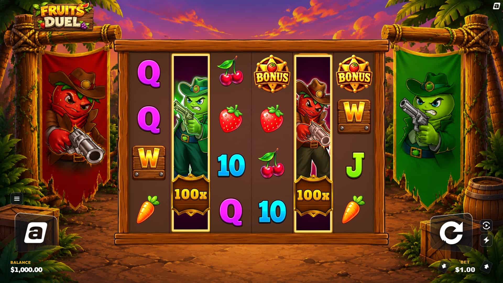 Fruits Duel slot gameplay reels