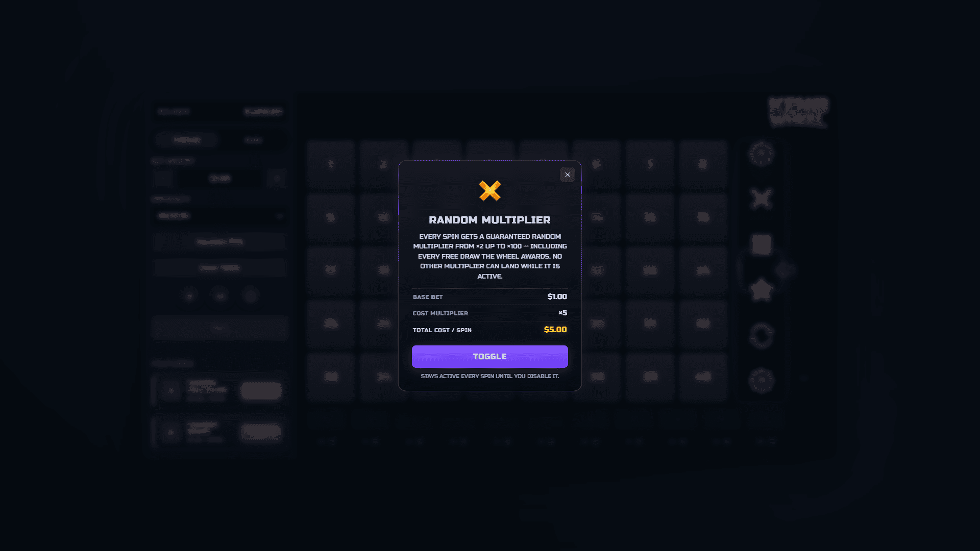 Keno Wheel bonus buy menu
