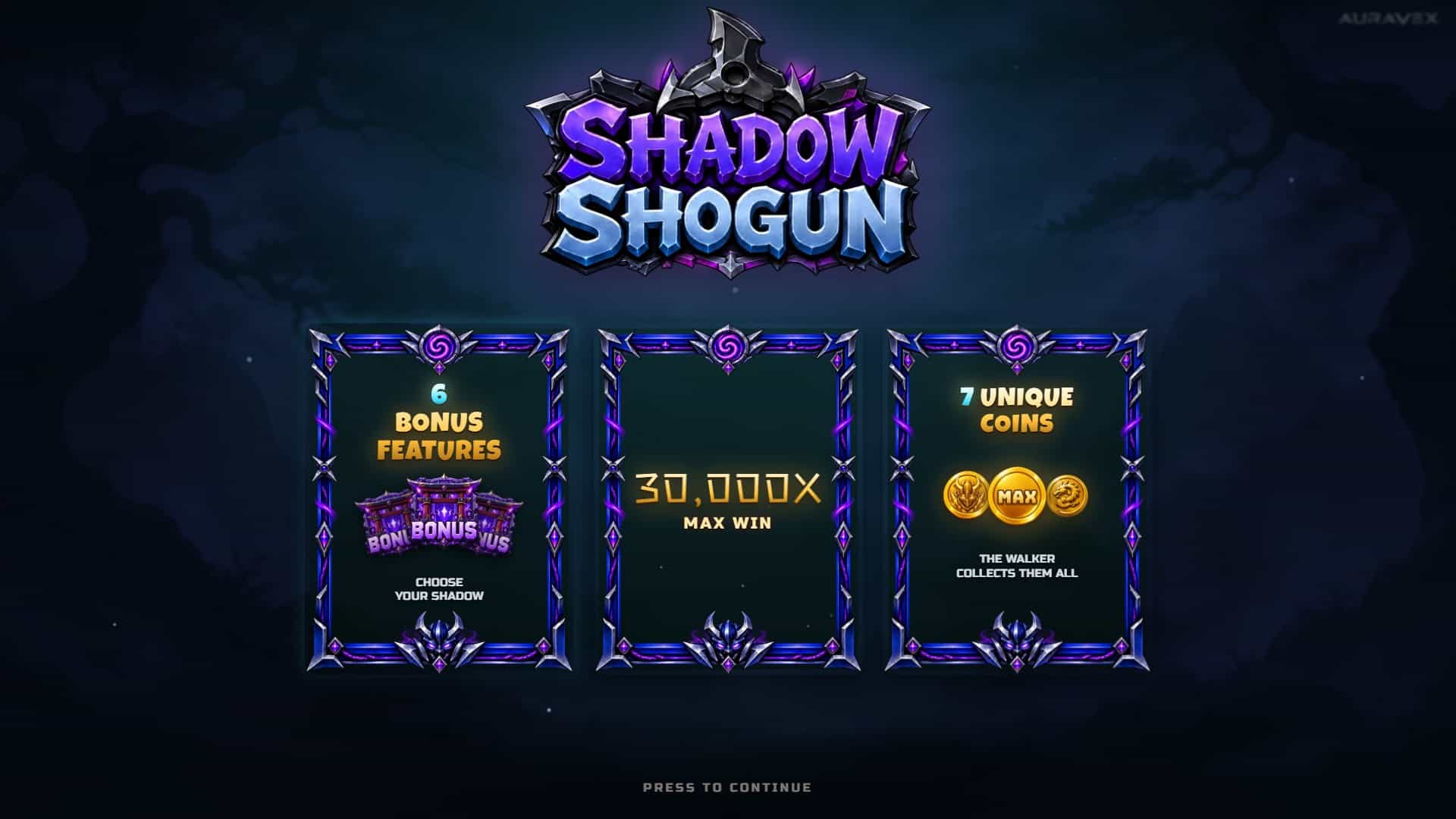 Shadow Shogun slot intro screen