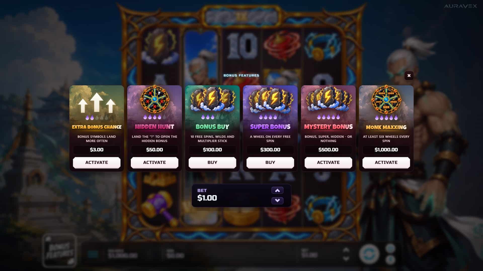 Thunder Monk bonus buy menu