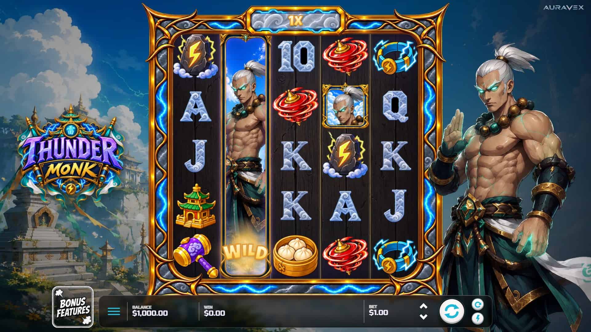 Thunder Monk slot gameplay reels