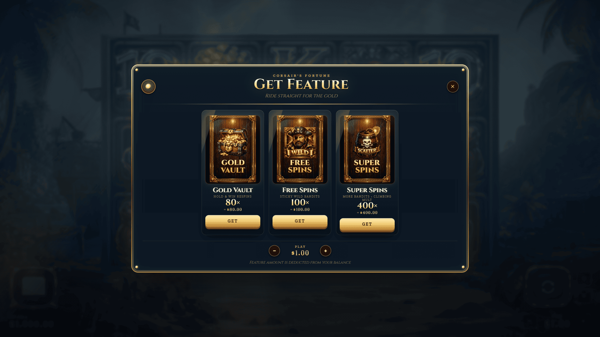 Corsairs Fortune bonus buy menu