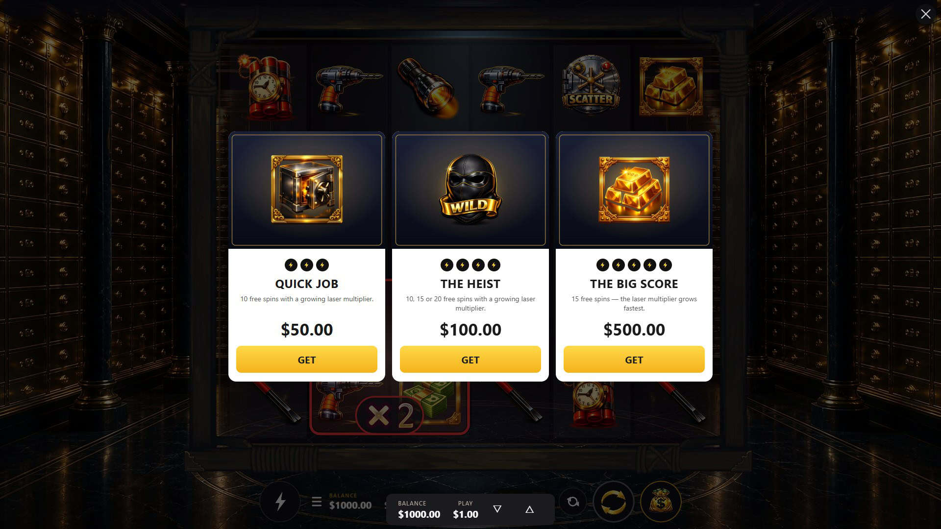 Midnight Heist bonus buy menu