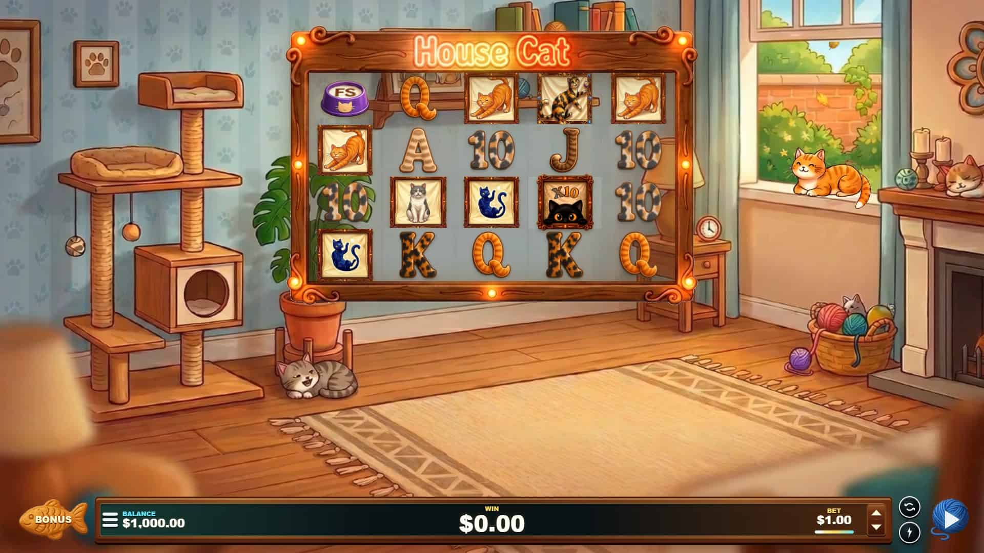 House Cat slot gameplay reels