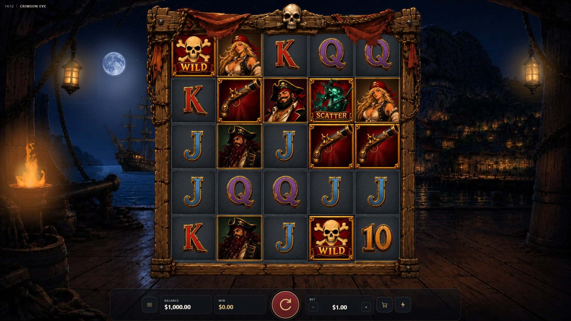 Crimson Eve slot gameplay reels