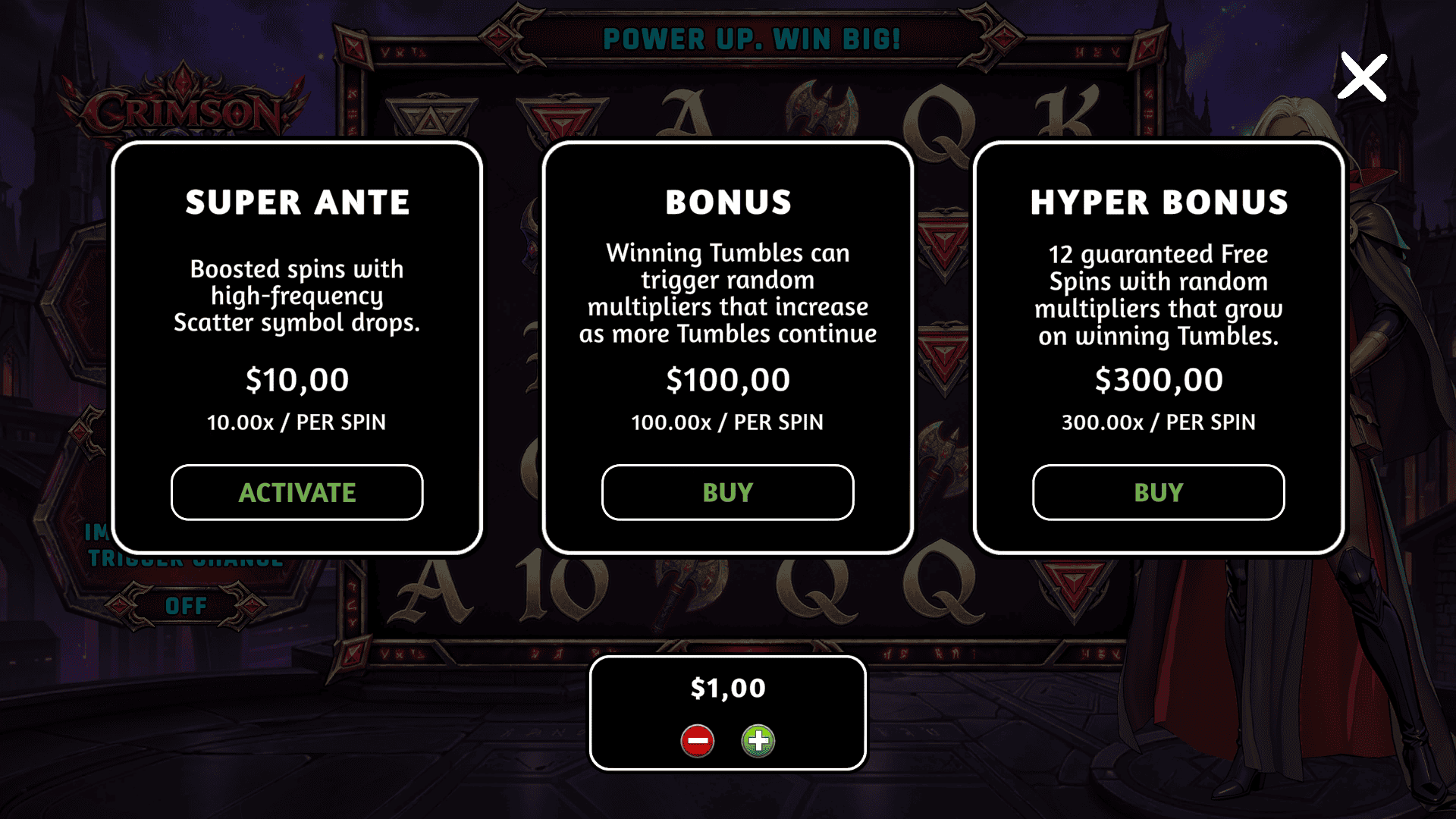 Crimson Nova bonus buy menu