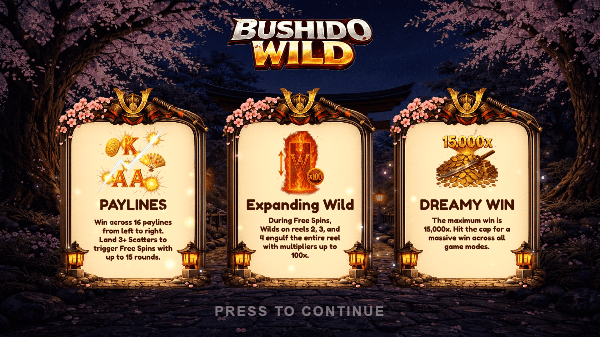 Bushido Wild slot intro screen