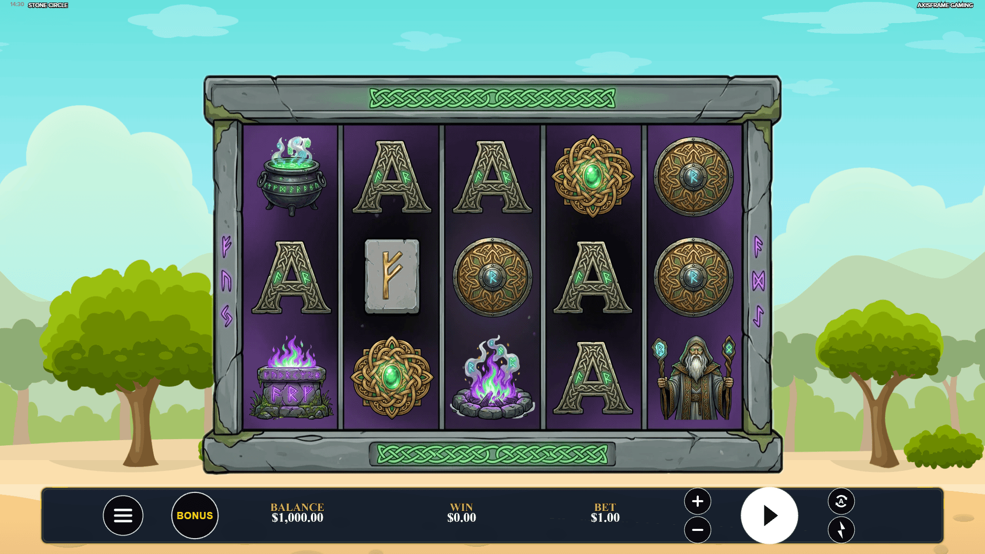 Stone Circle slot intro screen